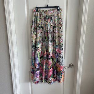 Ranna Gill Maxi Floral Pleated Skirt Size Medium